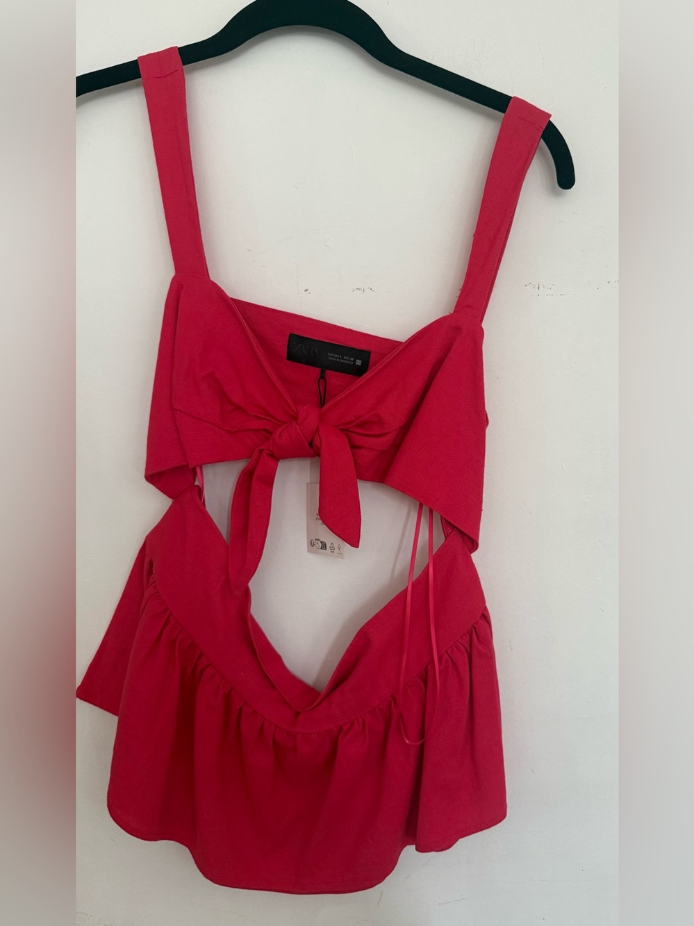 Zara Tie-Front Sleeveless Crop Top - Pink size L
